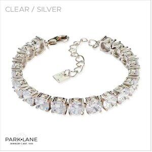 PARKLANE LARGE CRYSTAL BRILLIANT CUT IMPRESSION SILVERY TENNIS BRACELET 6